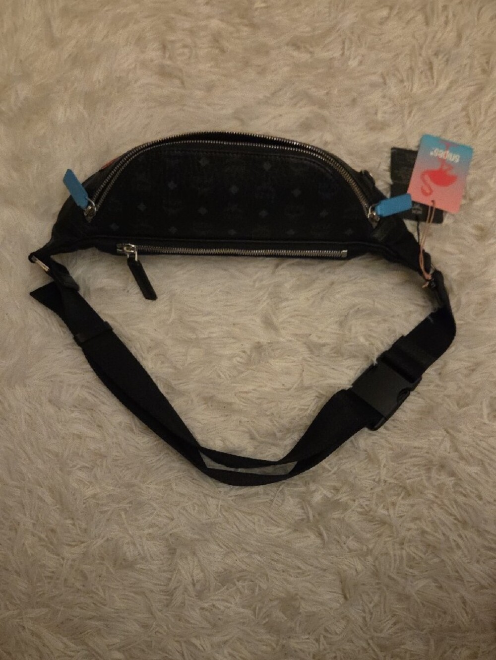 MCM Black Belt Bag with Red Script Logo - Picture 3 of 5
